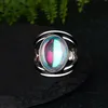 Vigselringar Bohemia Style Big Moon Stone Thai Silver Ring För Kvinnor Överdriven Vintage Epoxi Transparent Retro Smycken 2021 Design