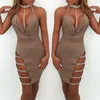 Vestido sexy para mujer Vendaje Bodycon Fiesta de noche Cuello en V Club Mini Halter Mujer Explosión Sin espalda Sling Hip Vestidos casuales