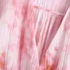 Summer Women Tie dye Blouses Shirts Tops Fashion V-Neck Flare Sleeve Female Elegant Short Top Clothes Blusas 210513