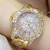 Relojes de mujer Diamante de cuarzo Reloj de lujo Moda Top de la marca Reloj de pulsera de moda Reloj de cristal de cristal Reloj de oro rosa 210527