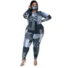 Fall Plus Storlekskläder 2 Piece Set Tracksuit Stretch Top och Byxor Outfits Jogger Sweatsuit Matching Partihandel Drop 211105