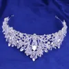 Headpieces Bridal Wedding Dress selling Wedding Crown Necklace and Earrings Threepiece Set of White Crystal Inlaid Rhineston7794138