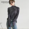 cheerrart aurora 라인 긴 소매 탑 터틀넥 티셔츠 여성 가을 ​​tshirt 디자이너 옷 숙녀 패션 탑스 의류 210317