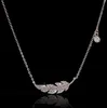 INS TOP SELL FEATHER PENDANT Simple Fashion Jewelry Sterling Sier Pave White Sapphire Cz Diamond GemStones Party Women Wedding Clavicle Necklace Gift