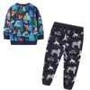 New Baby Boys Clothing Sets Autumn Winter Cartoon Animals Printed Cotton Boys Girls Outfit Long Sleeve Shirt Pant X0802