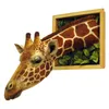 Decorative Objects & Figurines 3d Wall Mounted Giraffe Sculpture Art Life-like Bursting Bust Sculptures Decoration