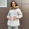 Winter Women Fur Collar Parkas Kurtki Moda Z Kapturem Zagęścić Ciepły Wyściełany Płaszcz Kobiet Lady Zimowa Outwear Jacket Parkas 211015