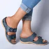 Sandali da donna Nuove scarpe estive Donna Plus Size 44 Sandali con tacco per zeppe Chaussure Femme Casual Fiore Vintage Wedge2021 Y0427