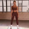 Yoga Outfit Fitness Kvinnor Sportkläder Atletisk Aktiv Sömlös kostym Running Stretch Set U-Neck Sexig Gym Bra Leggings Training TrackSuit