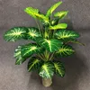 95cm Fake Palm Tree Large Artificial Monstera Plants Branch Plastic Palm Leaves Tropical Turtle Leafs For Home Floor Room Decor 210624