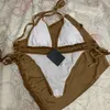 Velvet Bikinis Designer Thong 2023 Brand Brasilian Micro Three Pieces Bikini Set Sexig baddräkt kjol badkläder strandkläder med tag 238U