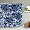 Douche gordijnen etnische geometrische bloemengordijn blauw en witte retro badkamer black -out waterdicht polyester scherm met haakset