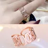 Chain Rings Band Finger Women Hollow Open Adjustable Rose Gold Knuckle Rings Street Style Personalized Fashion Jewelry Will and Sandy