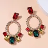 Déclaration longue métal coloré cristal boucles d'oreilles haute qualité strass bijoux pour femmes fête de mariage