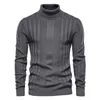 Aiopeson Slim Fit Pullovers Turtleneck Mannen Casual Basic Solid Color Warm Striped Sweater Mens Winter Mode Sweaters Male 211018