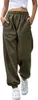 Femmes pantalons de sport coton mélangé pleine longueur poches de couleur unie décorées haute taille élastique lâche Harem 210522
