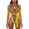 Kobiety Stroje kąpielowe 2021 One Piece Swimsuit Sexy Boho Drukowane Kobiety Kostium Kąpielowy Plaża Monokini Kobieta Maillot de Bain