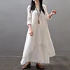 Casual Dresses 2021 Summer Style Fashion Women Peasant Ethnic Bohemian Cotton Linen Long Sleeve Gypsy Maxi Dress