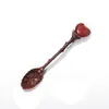 Fashion Natural Crystal Spoon Heart Shaped Gemstone Hushålls Kaffe Scoop Lång Hantera Blanda Sked