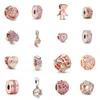 925 Silver Den nya Rose Gold Hollow Woven Infinite Daisy Love Mother Pavé Clip-On Charm är lämplig för Pandora Armband Ladies Smycken