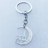 Keychains Lovers in the Moon Keyring rostfritt stål Eiffeltorn Keychain Romantiska smycken par Gift Miri22