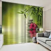 Bamboo Curtain Green Curtains For Living Room Bedroom Blackout Stone Flower Girls Window 3D & Drapes