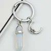 Vintage Sun Moon Face Key Ring Celestial Crescent Polar KeyRings Charms Powder Crystal Opal Necklace Pendant Alla hjärtans dag Gåvor Dwa6