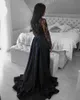 Jewel Neck Long Sleeves Lace A Line Split Prom Dresses with Beaded Appliques Sweep Train Formal Evening Party Gowns Plus Size