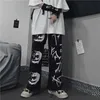 QWEEK Japanese Anime Print Sweatpant Vintage Streetwear Oversize Wide Leg Pants Jogging Casual Trousers Female Mall Goth 210721