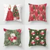 Merry christmas hug pillow case holiday home decoration sofa cushion cover custom Nordic style Xmas theme elk tree flowers happy new year gift peach skin pillowcases