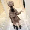 Kinder Kleidung mit Hut Mädchen Mode Plaid Kleidung Sets Herbst Kinder Elegante Outfits Mädchen Party Kostüme 210515