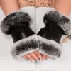 Winter leather gloves Rabbit plush touch screen sheepskin bike with warm sheepskin fingertip gloves