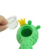 New arrival cartoon 100 food grade silicone smoking tool dab rig ecofriendly nontoxic whole green hand pipe tobacco pipe5922463