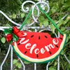 Home decorations summer watermelon wooden door hanging house number bow WELCOME Decorative pendant