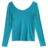 Podstawowa Bawełna T Shirt Kobiety Multi Colors Plus Size S-3XL Solid U-Neck Długi rękaw Topy Tee Slim Stretchy T02503B 210421