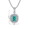 2021 Trend 100% 925 Silver 12 * 16mm Tourmaline Paraiba Naszyjnik Dla Kobiet Lab Lab Diament Gemstone Wedding Party Fine Jewelry