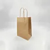 Modna torba na prezent Papier Kraft z uchwytem / torby na zakupy / Boże Narodzenie Brązowa torba do pakowania / doskonała jakość 21x15x8cm Wrap