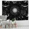 Sun Moon Tapestry Svart Vit Starry Sky Wall Hängande Astrologi Divination Matwitchcraft Hippie Mandalas Psychedelic Taiji Decor 210609