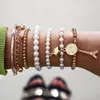 Fashion Gold Color Beads Pearl Star Multilayer Beaded Bracelets Set for Women Charm Party Jewelry Gift