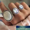 3 Zestaw Vintage Big Opal Stone Midi Pierścień Zestaw Dla Kobiet Antyczne Srebrny Kolor Okrągły Knuckle Pierścionki Boho Biżuteria