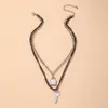 Ins pistool zwart metalen hematiet slot hart sleutel dubbele lagen minimalisme hanger choker kettingen Koreaanse mode vrouwen partij sieraden chokers