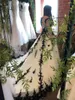 Vintage trouwjurken lang een lijn bruidsjurken kralen gotisch zwart -wit kanten bruid jurk formele slijtage illusie nek dop korte mouw rustieke land