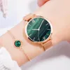 Gaiety 2 PCS Set Women Rose Gold Water Drill Bracelet Watch Jewelry Ladies Female Hour Casual Quartz Wristwatches