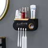 Multi-hanging Toothbrush Holder Automatic Toothpaste Squeezer Dispenser Makeup Storage Rack Bathroom Accessories Sets Home Items 211130