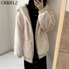 Faux Rabbit Fur Winter Jacket Women Medium Long Down Casual Hooded Plush Chic Coats Warm Thicken Parka 210520