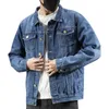 Męska niebieska kurtka denimowa wiosna nowa moda casual bawełna szczupły klasyczny retro jean płaszcz wysokiej jakości streetwear odzież x0621