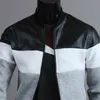 男性ジャケット斜めポケットハンサムスタンドカラー 3 色コントラストスプライシング冬/秋メンズジャケット屋外 H1112