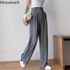 Mozuleva primavera otoño pantalones de pierna ancha sueltos mujer casual elástico cintura alta mujeres traje pantalones señoras sólido Pantalon 210925