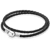 Original Genuine Leather Ball Circular Clasp Snake Chain Bracelet Fit pandora 925 Sterling Silver Bangle Bead Charm DIY Jewelry