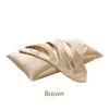 20 * 26 inch 12 kleuren hoge kwaliteit Silky Satin Pillow Case Individual Package Envelop Sluiting Koning Koningin Volledige standaard Maat Home Beddengoed